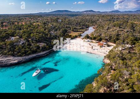 Antenne du Parc naturel de Mondrago, Mallorca (Majorque), Iles Baléares, Espagne, Méditerranée, Europe Banque D'Images