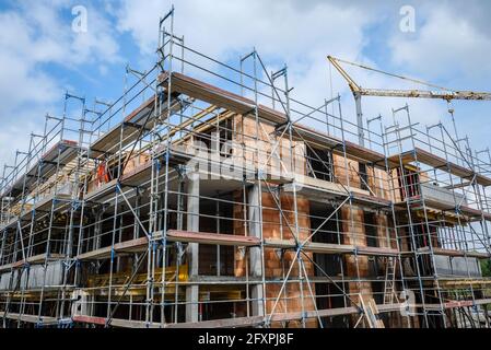 Gladbeck, Rhénanie-du-Nord-Westphalie, Allemagne - nouvelle construction maison multi-famille dans l'ancienne mine de charbon Schlaegel und Eisen à Gla Banque D'Images