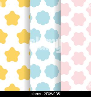 Ensemble de trois jolis motifs sans coutures pour enfants. Illustration vectorielle Illustration de Vecteur