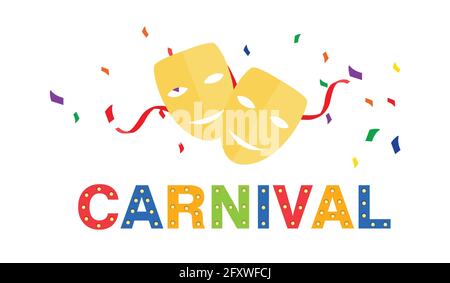 Carte de carnaval ou la bannière de confettis. Typographie design Illustration de Vecteur