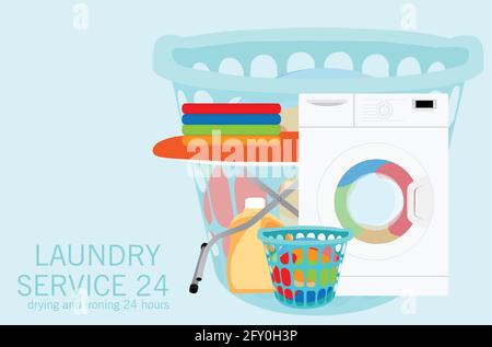 Service de blanchisserie conception d'illustration vectorielle. Concept de nettoyage Illustration de Vecteur