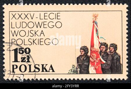 Timbre-poste montre 35 ans Armée populaire polonaise, de série, Pologne, 1981 Banque D'Images