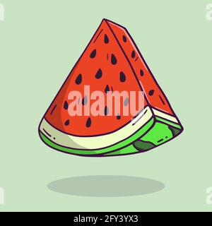 melon d'eau frais dessiné à la main, style coolé. Illustration de Vecteur