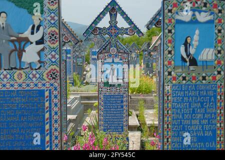 Le Cimetière Joyeux est un cimetière dans le village de Sapanta, comté de Maramures, Roumanie. Banque D'Images