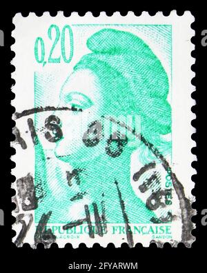 MOSCOU, RUSSIE - 23 SEPTEMBRE 2019 : timbre-poste imprimé en France montre , série, vers 1982 Banque D'Images
