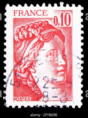 MOSCOU, RUSSIE - 23 SEPTEMBRE 2019 : le timbre-poste imprimé en France montre Sabine, série, vers 1978 Banque D'Images