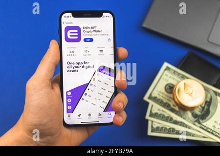 Kharkov, Ukraine - 27 mai 2021 : application Crypto Wallet Enjin NFT à l'écran Banque D'Images
