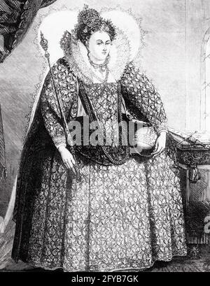 1580 16E SIÈCLE REINE ELIZABETH I D'ANGLETERRE SUR LE OCCASION DE SON RENDU MERCI POUR LA DÉFAITE DE L'ARMADA ESPAGNOLE EN 1588 - A780 LAN001 HARS STYLES TUDOR VICTOIRE ELIZABETH DIRIGEANT ET OCCASION DE LEADERSHIP FIERTÉ LES OBJETS POLITIQUE MONARQUE ROYAL SCEPTER CONCEPTUEL ÉLÉGANT ORB DROIT 1580S 1588 ARMADA DÉFAITE MODE GLORIANA REGAL RUFF MERCI VIRGIN QUEEN 16TH NOIR ET BLANC L'ETHNIE CAUCASIENNE CÉRÉMONIALE DES ROIS ÉLISABÉTHIENS RÉGALIA À L'ANCIENNE Banque D'Images