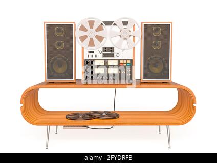 rouleau vintage en arrière-plan blanc, vue avant, illustration 3d Banque D'Images