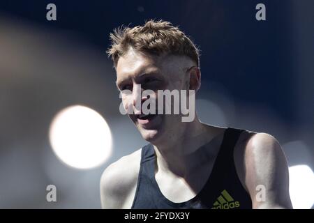 MANCHESTER, ROYAUME-UNI. 27 MAI. Adam Clarke après le 1500m lors de la Manchester Invitational Athletics à SportCity, Manchester, le jeudi 27 mai 2021. (Credit: Pat Scaasi | MI News) Credit: MI News & Sport /Alay Live News Banque D'Images