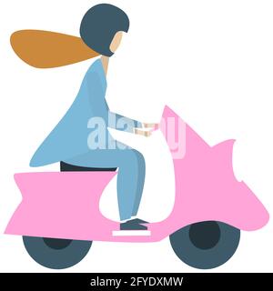 Jeune femme en casque à cheval. Illustration vectorielle isolée sur fond blanc. Style plat. Illustration de Vecteur