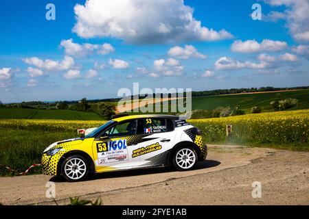 53 Taveneau Sam, masse Elodie, pH SPORT par GT2i, Peugeot 208 VTI, action pendant le Rallye du Touquet 2021, 1er tour du Championnat de France des Rallyes 2021, du 27 au 29 mai au Touquet, France - photo Damien Saulnier / DPPI Banque D'Images