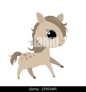 Petit pub foal. Cheval. Joyeux enfant animal. Dessins animés de style plat. Drôle. Vecteur Illustration de Vecteur