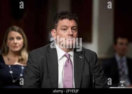 Christopher Paul Maier comparaît devant une audience du Comité sénatorial des services armés pour sa nomination au poste de secrétaire adjoint à la Défense, dans l'immeuble Dirksen du Bureau du Sénat à Washington, DC, USA, le jeudi 27 mai, 2021. Photo de Rod Lamkey/CNP/ABACAPRESS.COM Banque D'Images