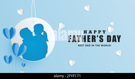 Arrière-plan de l'illustration du vecteur du jour du père heureux avec du texte. Joyeux fête des pères fond décoratif en style coupé en papier. Illustration de Vecteur