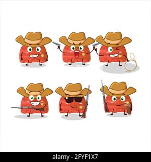 La crème glacée cool de pastèque de cow-boy ramasse le personnage de dessin animé avec un joli chapeau. Illustration vectorielle Illustration de Vecteur