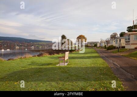 Rosneath Caravan Park, surplombant le Garreloch sur la péninsule de Rosneath, Argyll, Écosse, Banque D'Images