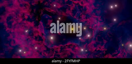 La nébuleuse galactique et la naissance des étoiles le rendu 3d de la galaxie Banque D'Images