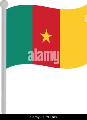 Illustration vectorielle du drapeau du Cameroun sur un poteau Illustration de Vecteur