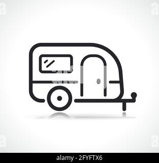 remorque de caravane fine ligne icône conception isolée Illustration de Vecteur