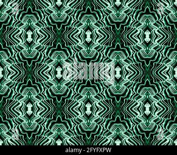 Motif sans couture avec motifs abstraits dans les tons verts Banque D'Images
