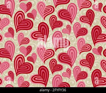 Motif sans couture avec coeurs en 5 couleurs Banque D'Images