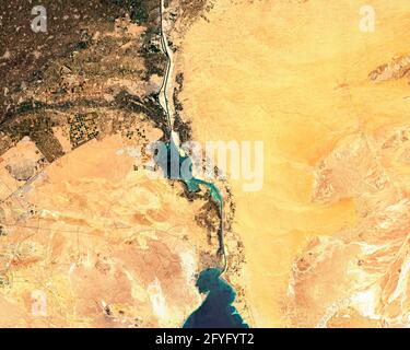 Image satellite du canal de Suez en Égypte Banque D'Images