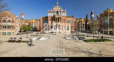 Quartier moderniste de Sant Pau, Barcelone, Espagne. Banque D'Images