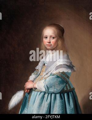 Portrait d'une fille vêtue en bleu par le peintre hollandais de l'âge d'or, Johannes Corneliszoon Verspronck (1600/1603-1662), huile sur toile, 1641 Banque D'Images