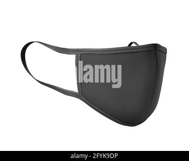 Masque noir maquette, masque de poussière noir rendu 3d isolé sur fond blanc, prêt pour votre conception Banque D'Images