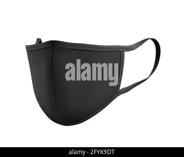 Masque noir maquette, masque de poussière noir rendu 3d isolé sur fond blanc, prêt pour votre conception Banque D'Images