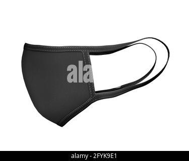 Masque noir maquette, masque de poussière noir rendu 3d isolé sur fond blanc, prêt pour votre conception Banque D'Images