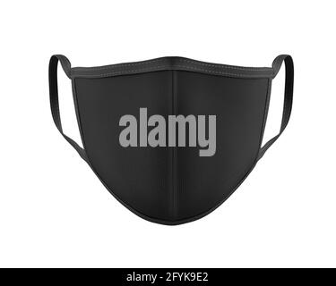 Masque noir maquette, masque de poussière noir rendu 3d isolé sur fond blanc, prêt pour votre conception Banque D'Images