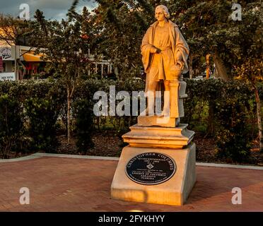 Statue commémorative du quincentenaire de Christophe Colomb dans le cercle de St. Armands Key a donné ny KOC, Sarasota, FL. Banque D'Images