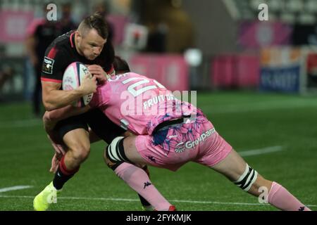 Paris, France. 29 mai 2021. L'écluse de Lyon KILLIAN GERACI en action pendant le championnat de rugby français Top 14 entre Stade Francais et Lyon LOU au stade Jean Bouin à Paris - France.Stade Francais a gagné 46:27 Credit: Pierre Stevenin/ZUMA Wire/Alay Live News Banque D'Images