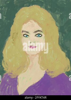 femme portrait peinture art illustration Banque D'Images