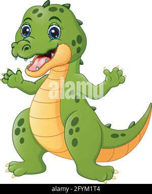 Bonne bande dessinée crocodile isolée sur fond blanc Illustration de Vecteur