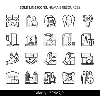 Ressources humaines, icônes en gras. Les illustrations sont un vecteur, trait modifiable, 48x48 pixels fichiers parfaits. Conçu avec précision et yeux pour le quali Illustration de Vecteur