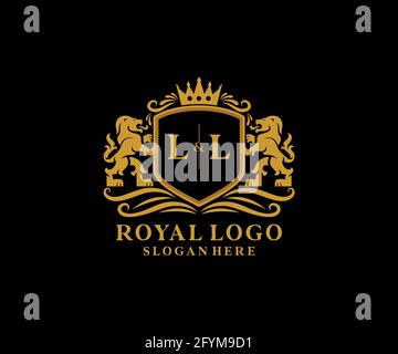 LL lettre Lion Royal Luxury logo template dans l'art vectoriel pour restaurant, Royalty, Boutique, café, Hôtel, Héraldique, bijoux, mode et autre vecteur il Illustration de Vecteur