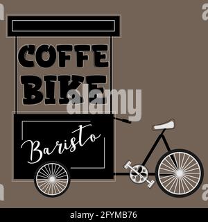 logo noir de vélo à café avec roues blanches 3 Illustration de Vecteur