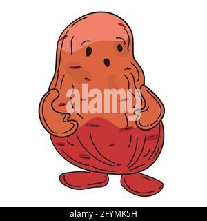 Dessin de pomme de terre main à l'aube mignon personnage dessin. Illustration vectorielle Illustration de Vecteur