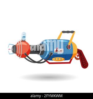Caricature de style rétro, blaster spatial, pistolet à rayons, arme laser. Illustration vectorielle. Style de dessin animé Illustration de Vecteur
