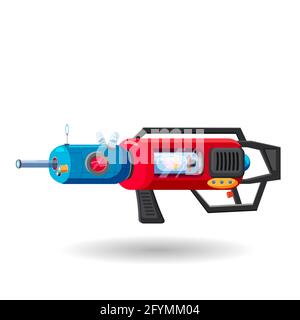 Caricature de style rétro, blaster spatial, pistolet à rayons, arme laser. Illustration vectorielle. Style de dessin animé Illustration de Vecteur