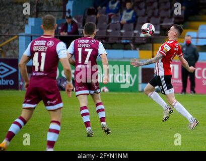 DAVID PARKHOUSE (Derry City) pendant le montage de l'Airtricity League entre Drogheda United et Derry City at Head in the Game Park, Drogheda 28-05-2021 M. Banque D'Images