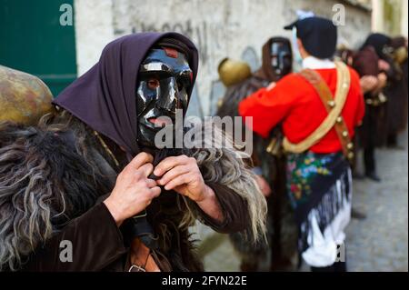 Italie, Sardaigne, province de Nuoro, village de Mamoiada, Canival avec Mamuthones et masque d'Issohadores Banque D'Images