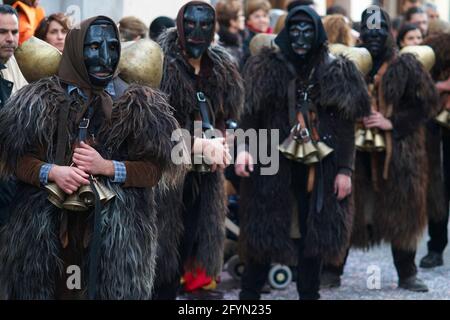 Italie, Sardaigne, province de Nuoro, village de Mamoiada, Canival avec Mamuthones et masque d'Issohadores Banque D'Images