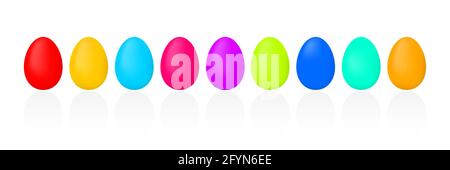 Grande collection d'œufs de Pâques. Concept joyeuses Pâques. Ensemble d'œufs colorés. Illustration des vacances de printemps Illustration de Vecteur