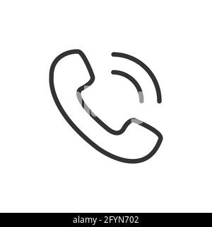 Icône d'appel téléphonique. Contour noir de l'ancien symbole du combiné. Vecteur isolé sur fond blanc. Illustration de Vecteur
