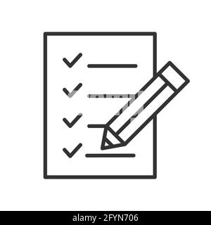 Icône liste de contrôle. Approuver l'illustration du vecteur de symbole linéaire du presse-papiers. Cocher l'icône de document de ligne de repère. Informations confirmées Illustration de Vecteur