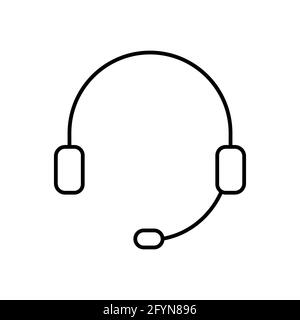 Icône de ligne de casque. Signe linéaire des écouteurs. Vecteur isolé sur blanc Illustration de Vecteur